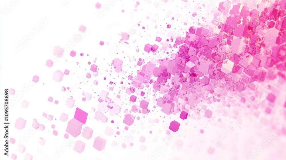 Poster Abstract design featuring pink hexagons and dots, creating a vibrant, dynamic visual effect.