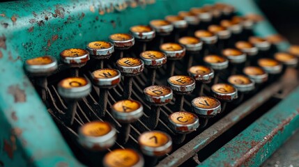 Vintage Typewriter Keys Close-Up Rustic Charm and Nostalgia