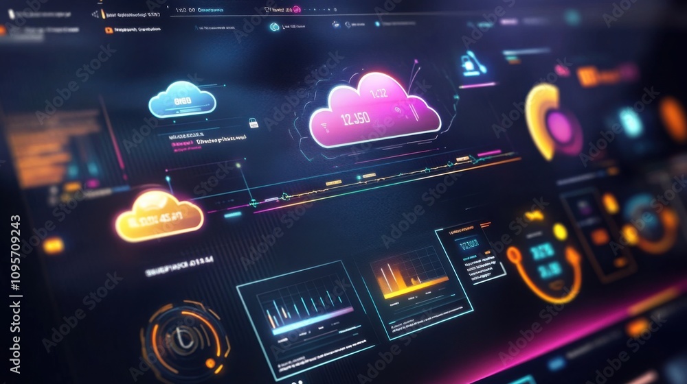 Aufkleber futuristic digital interface with data visualizations