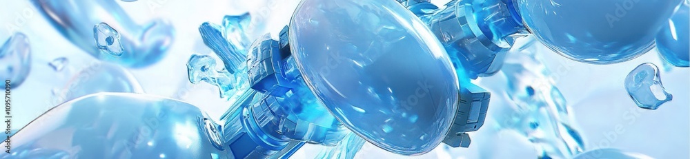 Aufkleber Abstract blue bubbles with a fluid, dynamic appearance suggesting movement and energy.