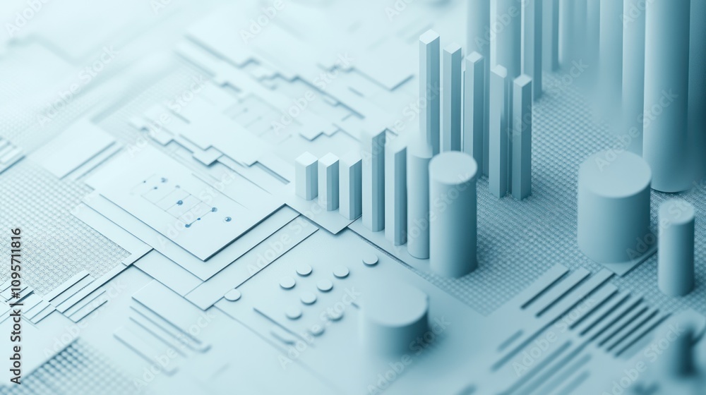 Aufkleber Abstract representation of data visualization with geometric shapes and patterns.
