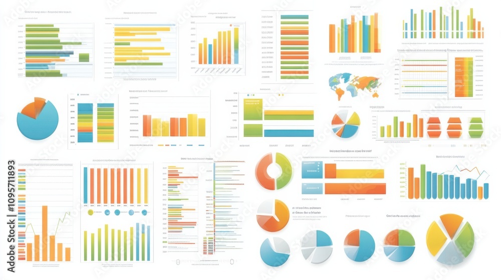 Poster colorful data visualization and graphs collection