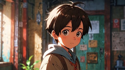 Charming Anime Character Design of a Young Boy