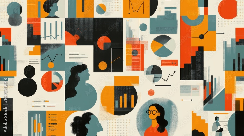 Poster abstract data visualization and business graphics design