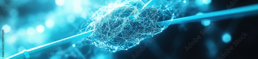 Aufkleber Abstract representation of a network or molecular structure with glowing elements.