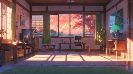 Cozy Japanese Anime Room with Aesthetic Design