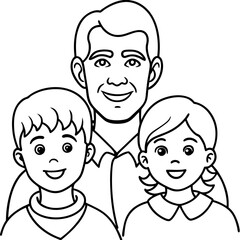  father with his kids illustration