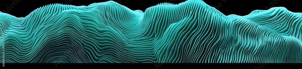 Poster abstract digital waves in teal, creating a sense of depth and movement.
