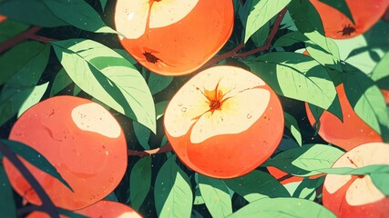 Delicate Peach Pattern in Anime Style