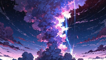 Dreamy Abstract Anime Sky Wallpaper with Clouds