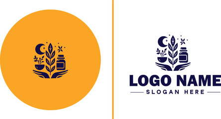 Herbal Medicine icon Herbal remedy Phytotherapy Botanical medicine flat logo sign symbol editable vector