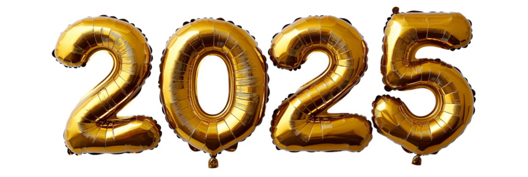 New year celebration 2025 on transparent background