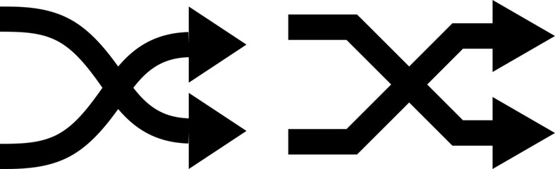 shuffle icon set. Random playlist. Mix music. Cross shuffle icon symbol
