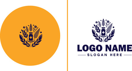 Herbal Medicine icon Herbal remedy Phytotherapy Botanical medicine flat logo sign symbol editable vector