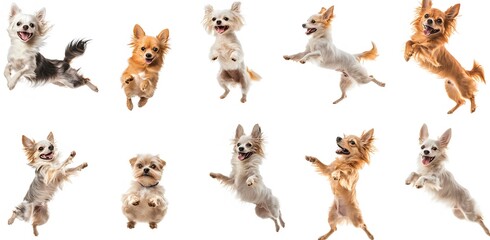 Ten Playful Puppies Jumping in a Row

