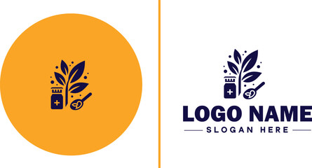 Herbal Medicine icon Herbal remedy Phytotherapy Botanical medicine flat logo sign symbol editable vector