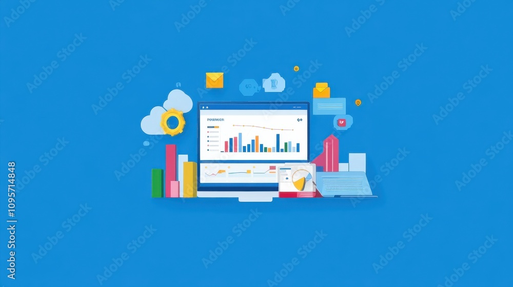 Poster modern data visualization and analysis concept