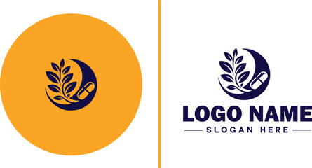 Herbal Medicine icon Herbal remedy Phytotherapy Botanical medicine flat logo sign symbol editable vector