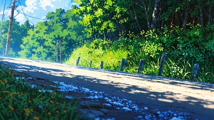 Vibrant Abstract Anime Road with Fresh Colors
