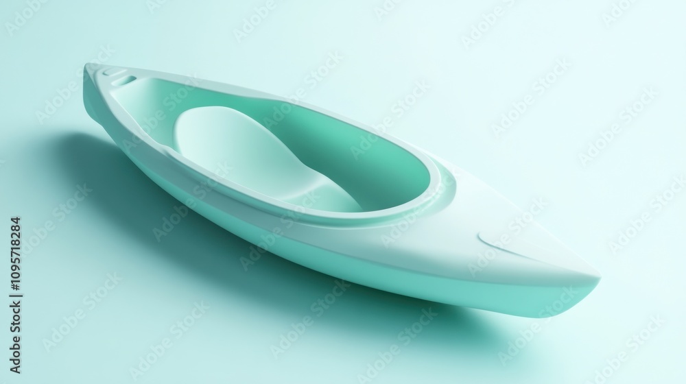 Poster A sleek, modern kayak design in a soft mint color, emphasizing form and function.