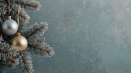 A minimalist Christmas background featuring a soft white canvas dusted with delicate snowflakes in pale silver and icy blue