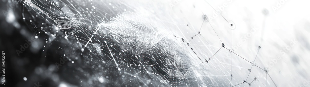 Poster Abstract representation of interconnected data and technology concepts.