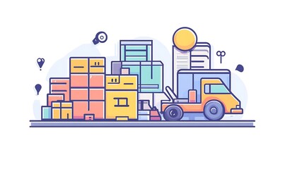 Procurement management and supply chain concept. Procurement icons related to logistics, supply chain, and inventory management. procurement in ensuring efficient business operations. delivery service