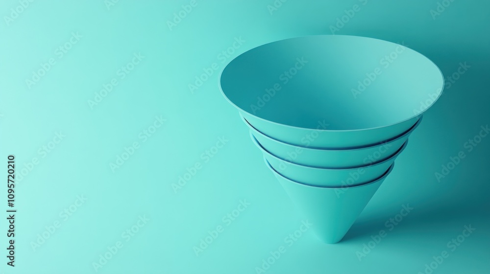 Aufkleber a minimalist design featuring a turquoise funnel with three concentric layers.