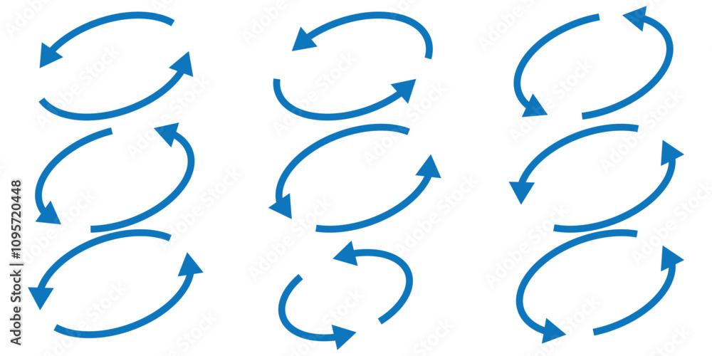 Poster circle arrows icon set. round reload sign, repeat icon, rotate arrow symbol