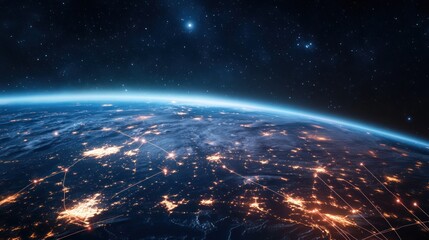 Fototapeta premium Global network at night.