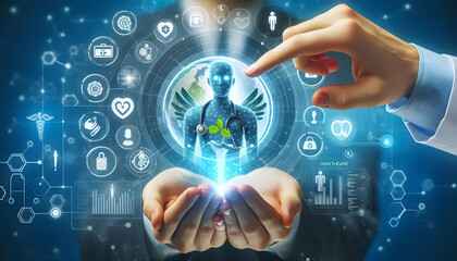 Medical A virtual healthcare assistant helping patients navigate the digital healthcare system, symbolizing3