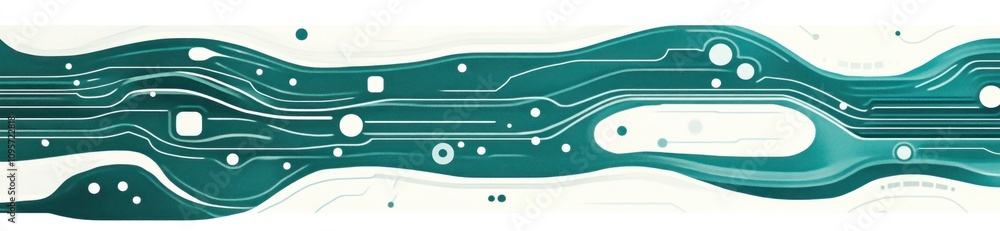 Poster Abstract digital design featuring flowing lines and shapes, suggestive of technology and connectivity.