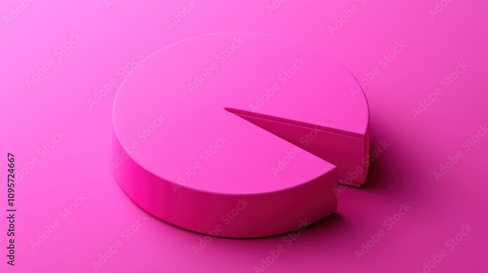 Poster A pink pie chart with a slice removed, symbolizing data representation.