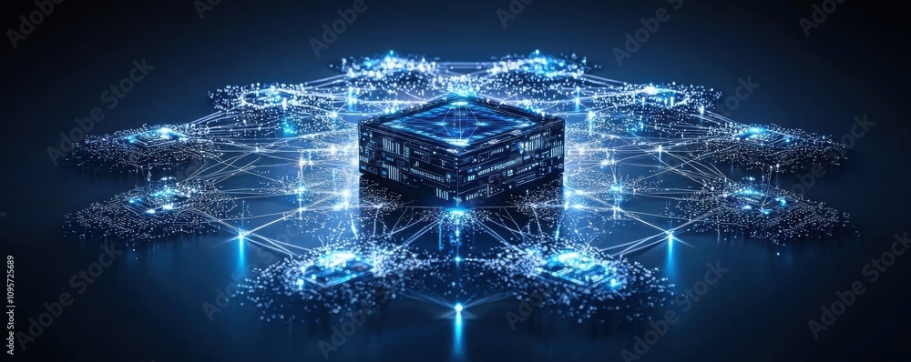 Poster global network data center ai digital technology connectivity cloud computing server internet