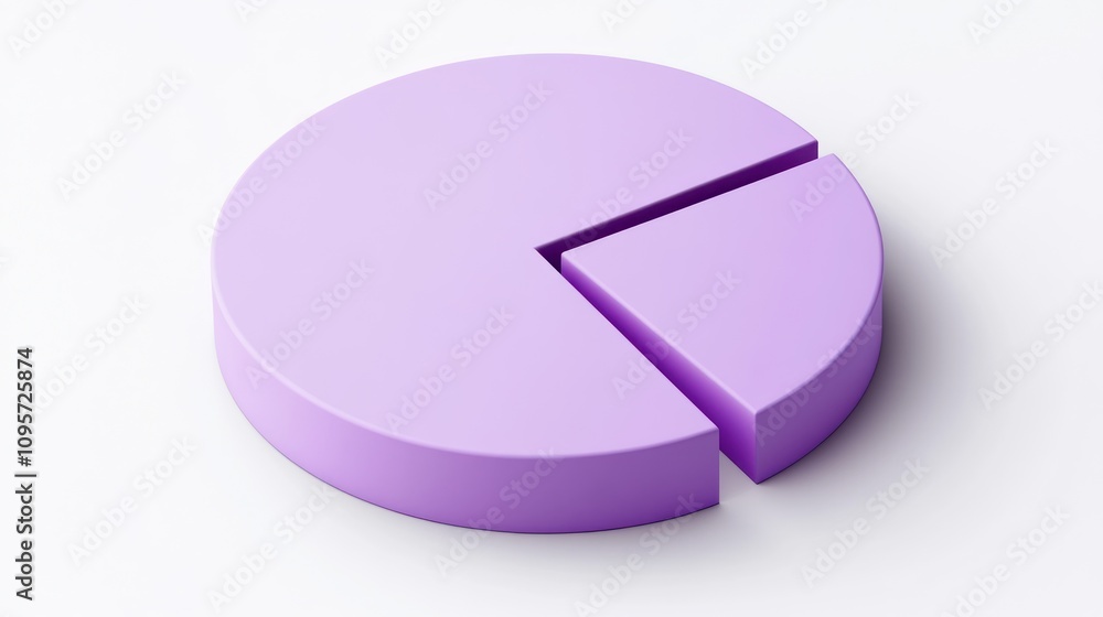 Poster A 3D purple pie chart with a slice removed, representing data visualization.