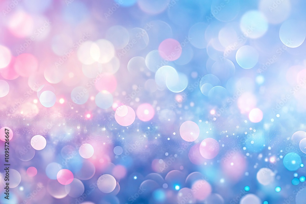 Poster soft pink and blue bokeh background with left position main subject and copy space for elegant desig