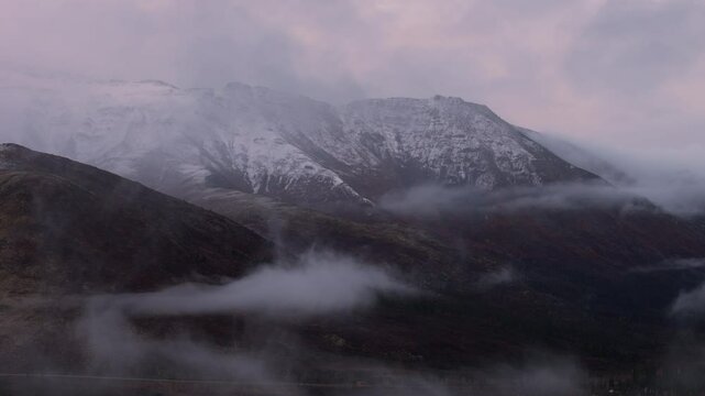 Icy Ogilvie Mountain Range In Yukon, Canada - Drone Shot