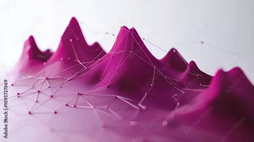 Poster abstract representation of a mountainous landscape with a network of connections.