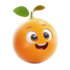 Happy Orange Cartoon Character With Leaves