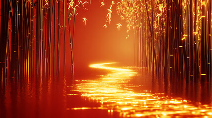 Exploring the wealth of nature a serene journey through a fortune-filled bamboo forest in autumn's glow