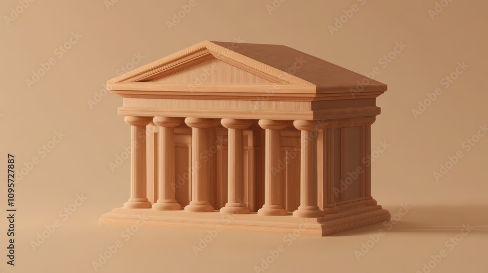Leinwandbilder A stylized representation of a classical building with columns on a soft background.