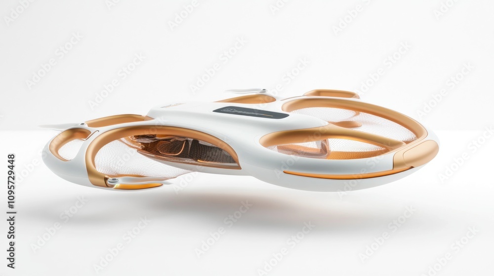 Aufkleber a futuristic drone design with a sleek, aerodynamic shape and transparent elements.