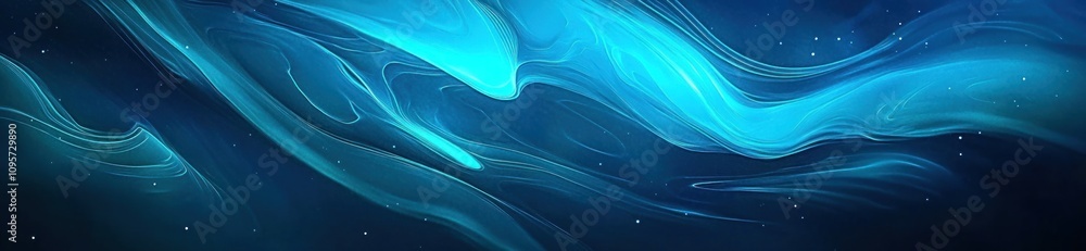 Poster abstract blue waves with a smooth, flowing design, creating a serene and calming atmosphere.