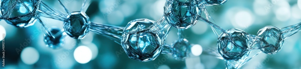 Leinwandbilder abstract representation of molecular structures with a blue color scheme.