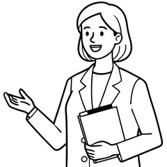 female doctor with clipboard giving medical presentation