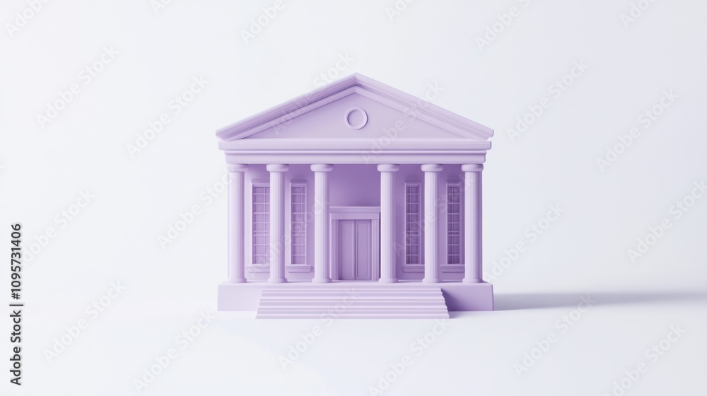 Leinwandbilder A stylized purple building resembling a classical structure with columns and steps.