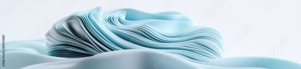Poster a soft, flowing abstract design in light blue tones, creating a serene visual effect.