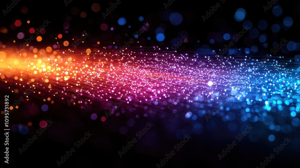 Poster abstract colorful fiber optics background technology network data speed connectivity light sparkle