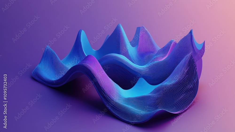Poster a vibrant, abstract 3d wave-like structure with smooth gradients and flowing forms.
