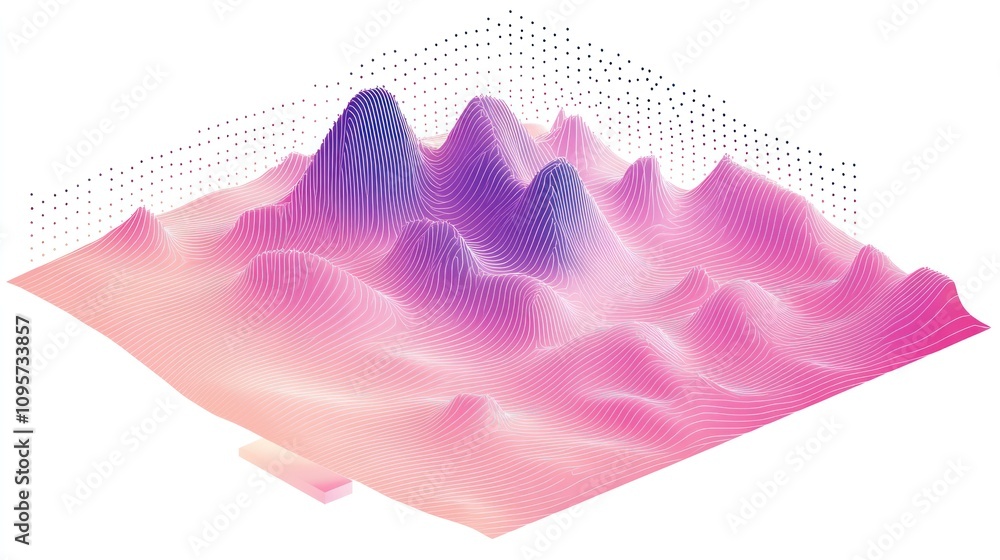 Aufkleber a stylized 3d landscape with smooth gradients representing mountains and terrain.